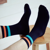 Cotton Breathable Deodorant Colour Stripe Middle Tube Socks For Men