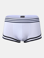 Cotton Breathable Low Waist Underwear Striped Waistband U Convex Boxer Briefs for Men