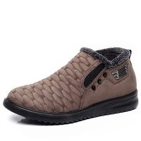 Cotton Cloth Button Metal Warm Fur Lining Slip On Ankle Boots