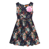 Cotton Floral Print Tie Sleeveless O-neck Dress For Kids Girls