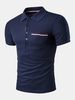 Cotton Front Pocket Buttons Turn-down Collar Short Sleeve Polo Shirt for Men
