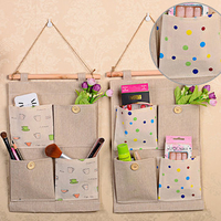 Cotton Linen Wall Hanging Storage Bag Bedroom Sundries Arranged Sofa Bedding Accessory