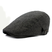 Cotton Male Simple Striped Beret Hat Casual Forward Cap