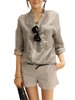Cotton O-Neck Long Sleeved Button Women Shirt