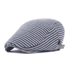 Cotton Polyester Stripe Beret Cap Belt Buckle Adjustable Paper Boy Cabbie Casual Visor Hat