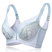Cotton Push Up Lace Floral Embroidery Breathable Adjustable Bra