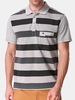 Cotton Stripe Printed Turn-down Collar Short Sleeve Casual Business Polo Shirt for Men