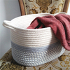 Cotton Woven Double Color Clothes Storage Shopping Basket Snack Clothes Dirty Clothes Sorting Basket