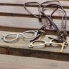 Couple Punk Alloy Glasses Cross Medal Leather Necklace