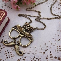 Couple Vintage Punk Hollow Alloy Glasses Beard Necklace