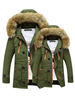 Couples Long Sleeve Thicken Hooded Pockets Winter Cotton Warm Coat