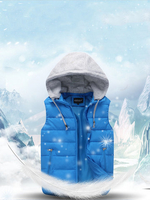 Couples Sleeveless Zipper Hooded Casual Cotton Down Coat