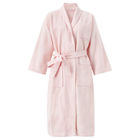 Cozy Cotton Bathrobe Long Sleeve Solid Color Cardigan Bathrobe Sleepwear For Adults