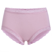 Cozy Cotton Lace Hem Breathable Seamless Panties High Waist Underwear For Women