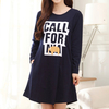 Cozy Cotton Long Sleeve Cartoon Nightgown Breathable Loose Nightdress For Women