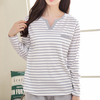 Cozy Cotton Stripe Sleepwear Sets Long Sleeve Pajamas For Women