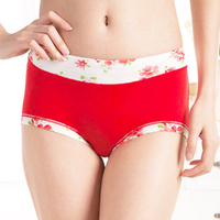 Cozy Floral Printing Mid Waist Panties Bamboo Fiber Breathable Underwear For Women