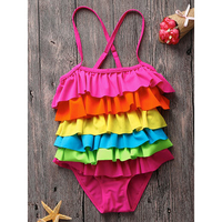 Cozy Lotus Leaf Rainbow Criss-cross Back One Piece Baby Bathing Suit