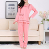 Cozy Round Collar Embroidery Pajamas Long Sleeve Sleepwear Sets For Women