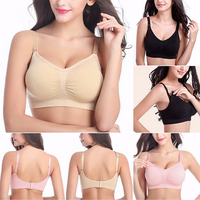 Cozy Seamless Front Button Nursing Bras Wireless Adjustable Gather Breast-feed Bra