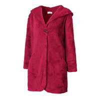 Cozy Velveteen Hooded Robes Thick Long Sleeve Sleepwear Robes For Women