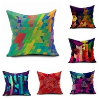 Creative Colorful Feometric Figure Pattern Pillow Case Decorative Cotton Linen Cushion Cover