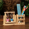 Creative Double Hourglass Wooden Pen Holder Sandglass Office Accessories Home Decor