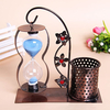 Creative Hourglass Iron Pen Holder Sandglass Office Accessories Home Decor