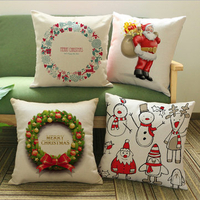 Creative Merry Christmas Greetings Linen Cotton Throw Pillow Case Home Sofa Car Cushion Cover