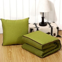 Creative Multifunction Cotton Linen Bedding Pillow Blanket Solid Color Travel Office Rest Blanket
