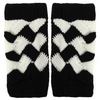 Crochet Knitted Fingerless Gloves Mixed Color Check Hand Wrist Warmer Mittens