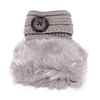 Crochet Knitted Fingerless Keyboard Gloves Half Finger Button Decorative Fur Mittens