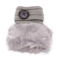 Crochet Knitted Fingerless Keyboard Gloves Half Finger Button Decorative Fur Mittens