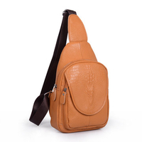 Crocodile Pattern Genuine Leather Crossbody Bag Shoulder Bag Chest Bag For Men