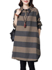 Cross Stripe Casual Loose Cotton Women Shirt Dress