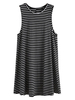 Cross Stripe Sleeveless Loose O-neck Casual Women Mini Dress