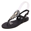 Crystal Beaded Clip Toe Black Bohemia Flat Buckle Gladiators