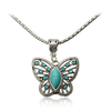Crystal Butterfly Turquoise Pandent Alloy Necklace