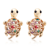 Crystal Gold Plated Cute Little Turtle Stud Earrings
