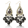 Crystal Hollow Out Chandelier Drop Bronze Earrings