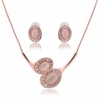 Crystal Jewelry Set Alloy Rhinestone Circle Earrings Necklace Set