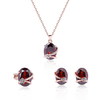 Crystal Jewelry Set Rhinestone Flower Earrings Ring Necklace Set