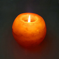 Crystal Night Light Candle Holder Natural Salt Rock Tealight Air Purifying Table Lamp