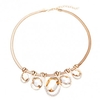 Crystal Oval Gem Gold Plated Short Chain Pendant Necklace
