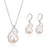 Crystal Pearl Wedding Necklace Earrings Jewelry Set