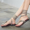 Crystal Rhinestone Bling Slingbacks Strappy Beaded Clip Toe Flat Sandals Gladiators