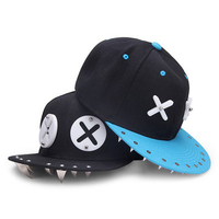 Cut Cartoon XX Eyes Pattern Rivet Hip-Hop Hat Flat Snapback Baseball Cap