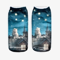 Cute 3D Printed Animal Cat Women Casual Socks Low Cut Ankle Socks