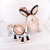 Cute Alloy Little Donkey Rhinestone Crystal Keychain