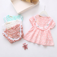 Cute Baby Girl Polka Dot O-Neck Short Sleeve Princess Dress